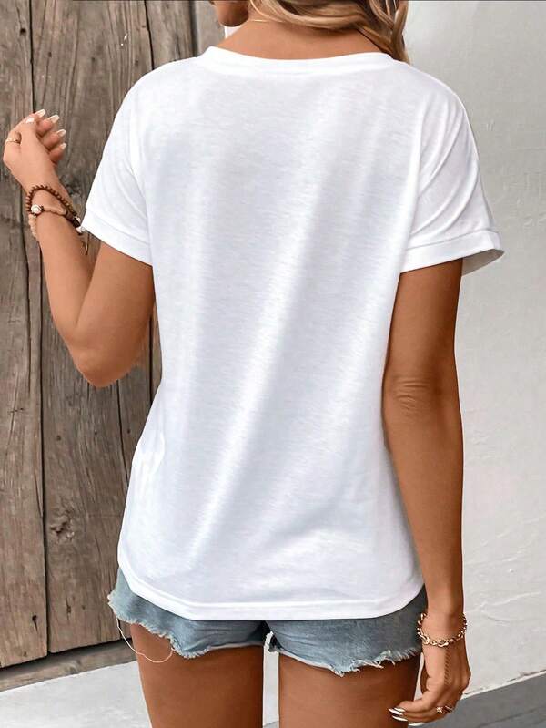 Solid color v-neck casual t-shirt Solid color v-neck casual t-shirt