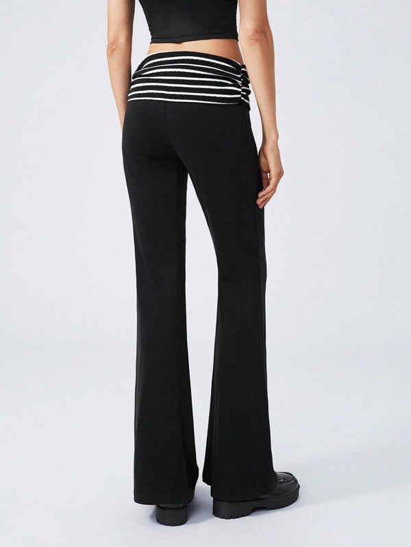Striped patchwork belt velvet trousers are suitable for daily travel Striped patchwork belt velvet trousers are suitable for daily travel