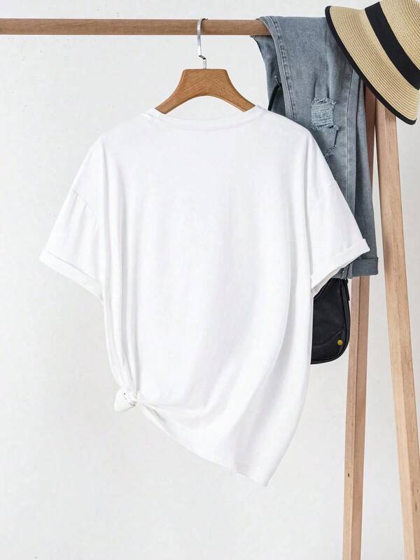 Women's summer letter fruit print round neck short-sleeved casual T-shirt Refreshing and delicious pattern T-shirt for women Women's summer letter fruit print round neck short-sleeved casual T-shirt Refreshing and delicious pattern T-shirt for women
