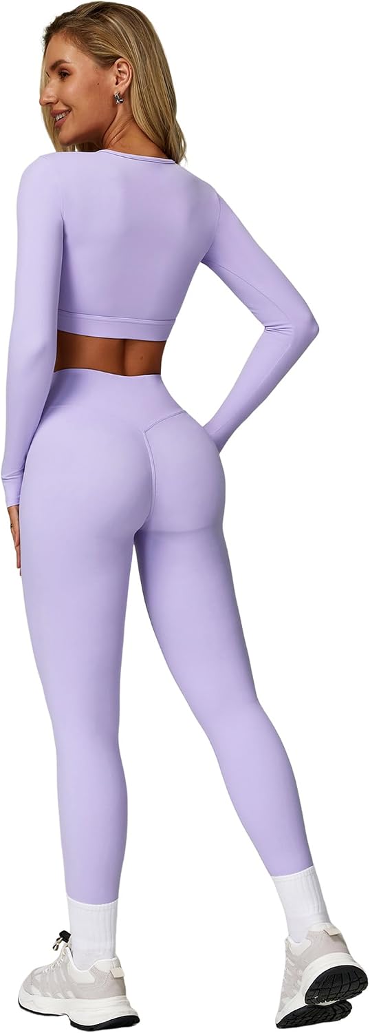 Workout Sets for Women Long Sleeve Crop Top and High Waist Leggings Workout Sets for Women Long Sleeve Crop Top and High Waist Leggings