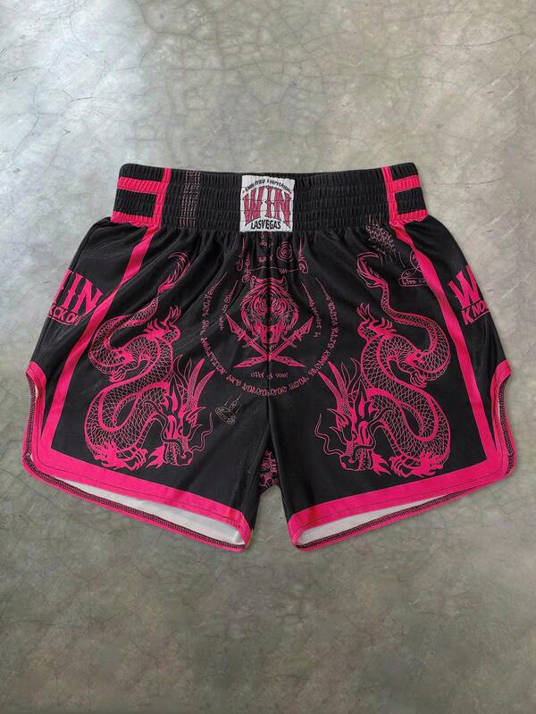 Men's shorts suit, elastic waistband, high elasticity, high-waisted shorts version, ultra-shorts, glossy fabric, black and white dragon and tiger pattern, Thai boxing shorts, sports and leisure basketball shorts, side slits, ins popular item, suitable for Men's shorts suit, elastic waistband, high elasticity, high-waisted shorts version, ultra-shorts, glossy fabric, black and white dragon and tiger pattern, Thai boxing shorts, sports and leisure basketball shorts, side slits, ins popular item, suitable for