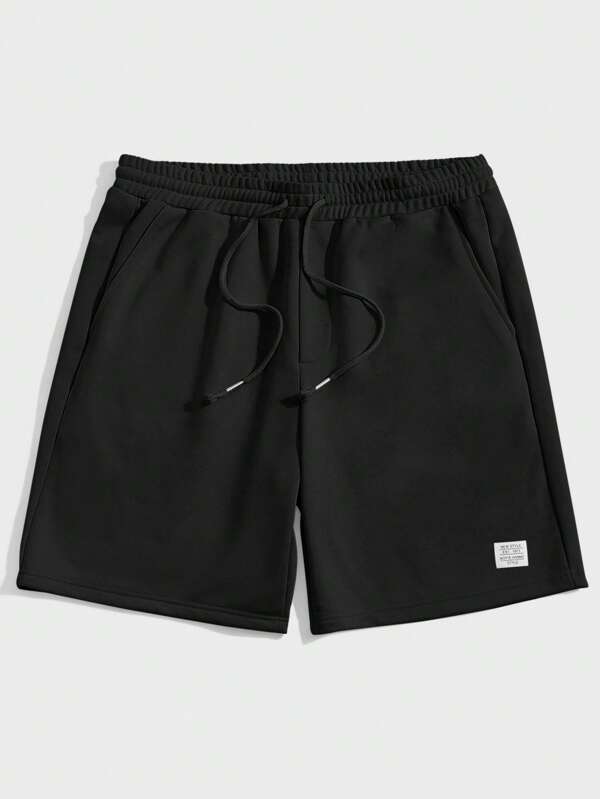 Men's letter patchwork drawstring waist shorts, couple wear Men's letter patchwork drawstring waist shorts, couple wear