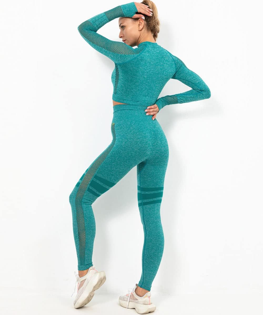 Workout Yoga Sets for Women with Long Sleeve Top and Butt Lifting Leggings Workout Yoga Sets for Women with Long Sleeve Top and Butt Lifting Leggings