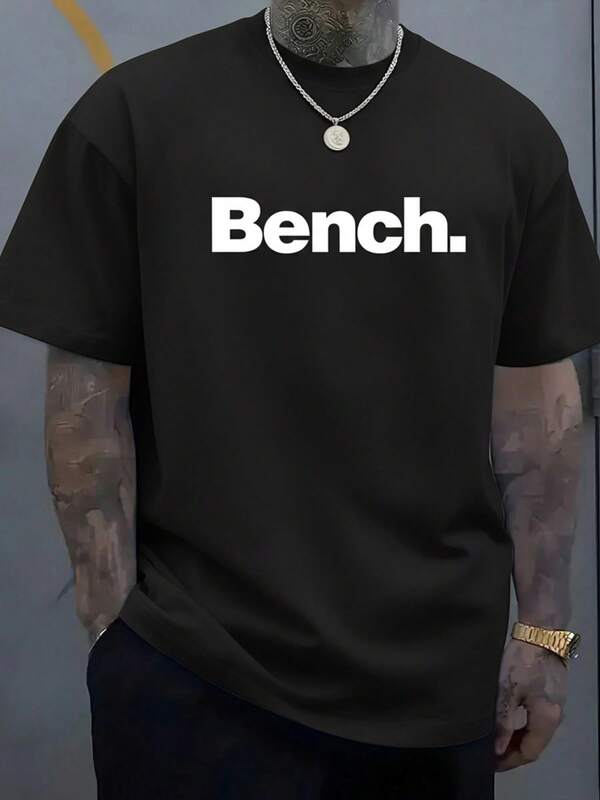 Plus size men's simple letter printed round neck short-sleeved casual T-shirt, easy to match, the best gift for friends Plus size men's simple letter printed round neck short-sleeved casual T-shirt, easy to match, the best gift for friends