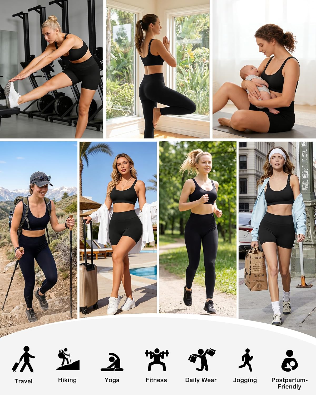 4 Piece Workout Sets for Women with Shorts Leggings and Two Sports Bras 4 Piece Workout Sets for Women with Shorts Leggings and Two Sports Bras