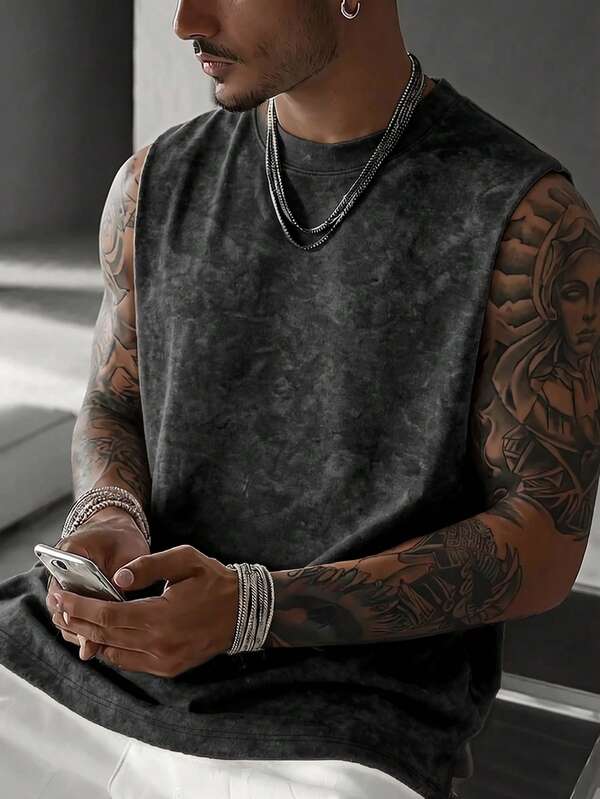 Men's vintage washed short-sleeved vest | Suitable for summer wear | Comfortable and breathable | Leading the fashion trend Men's vintage washed short-sleeved vest | Suitable for summer wear | Comfortable and breathable | Leading the fashion trend