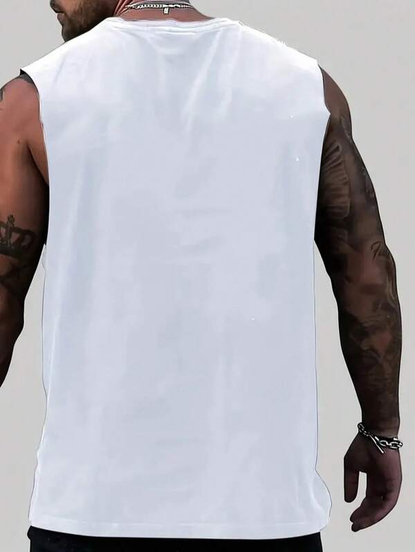 Men's Summer Lettering and Palm Tree Print Sleeveless Casual Tank Top Men's Summer Lettering and Palm Tree Print Sleeveless Casual Tank Top