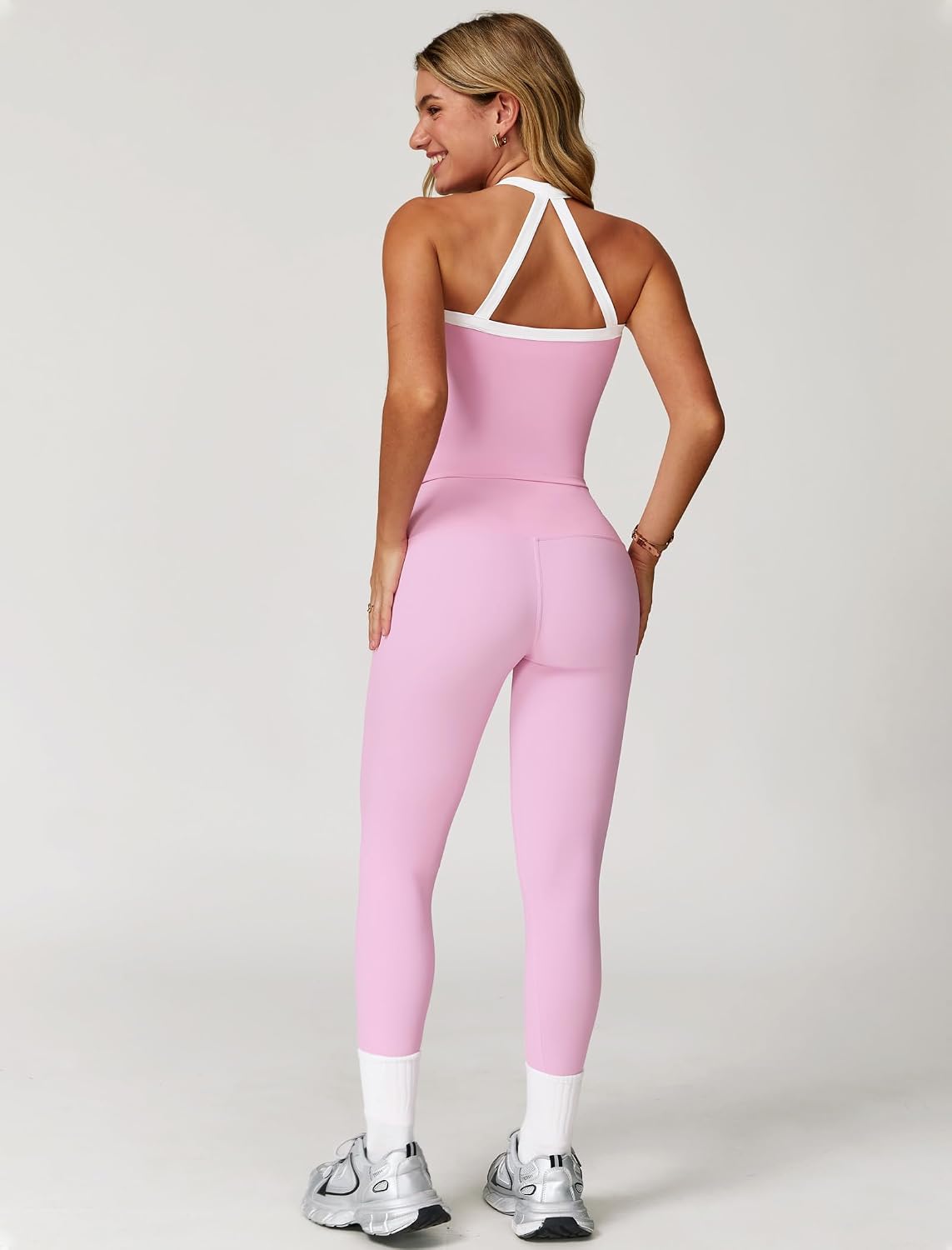 Workout Sets for Women Cross Back Tank Top and High Waist Leggings Workout Sets for Women Cross Back Tank Top and High Waist Leggings