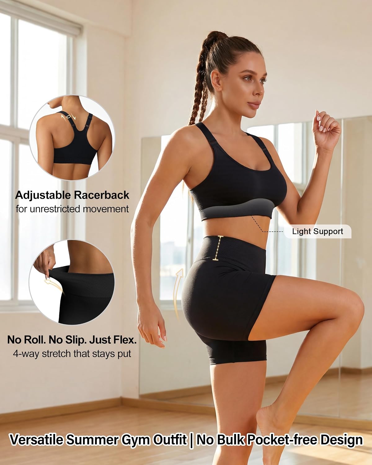 4 Piece Workout Sets for Women with Shorts Leggings and Two Sports Bras 4 Piece Workout Sets for Women with Shorts Leggings and Two Sports Bras