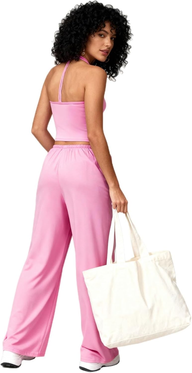 Workout Sets for Women Backless Tank Top and Flare Pants Workout Sets for Women Backless Tank Top and Flare Pants