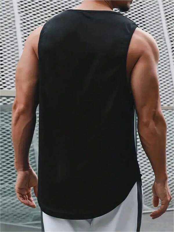 Men's summer slogan printed crew neck casual vest