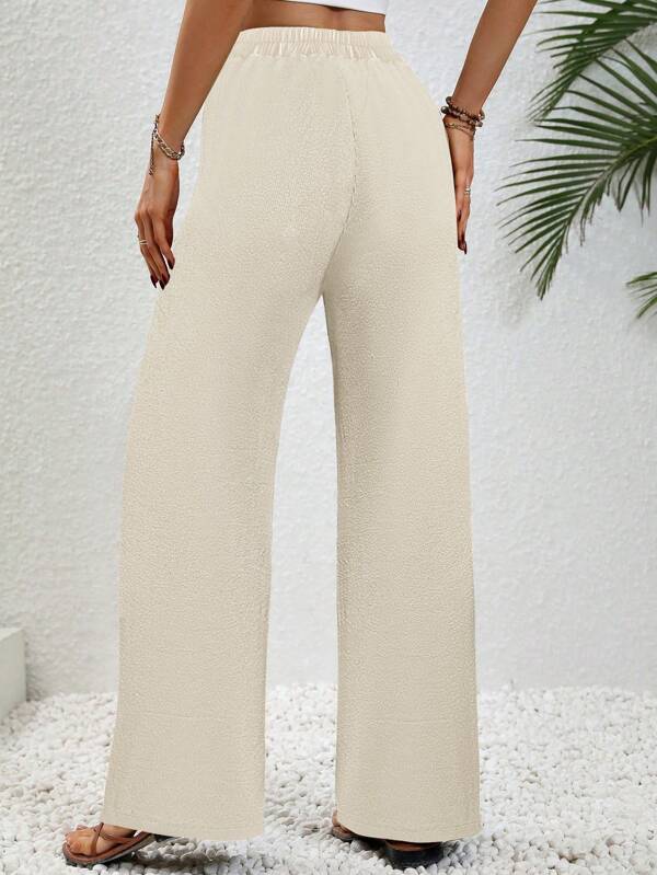 Women's Solid Color Knotted Pocket Casual Pants