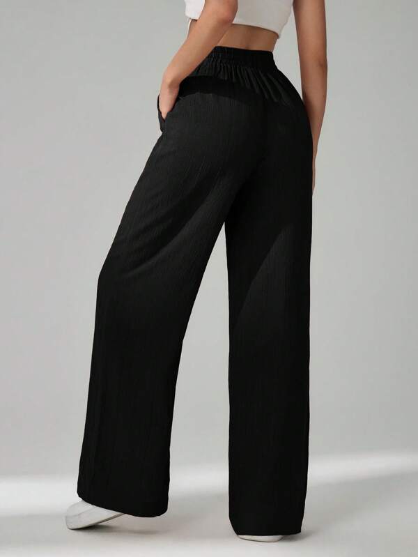 Women's Solid Color Strappy Wide Leg Loose Casual Pants