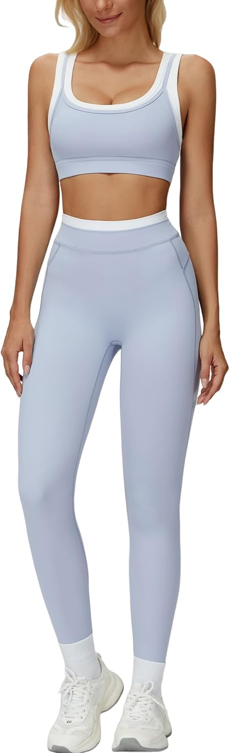 Workout Sets for Women U Back Sports Bra and High Waist Leggings