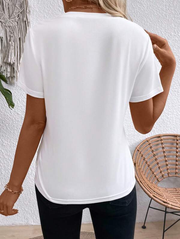 Women's Summer Solid Color Round Neck Short Sleeve Casual T-Shirt