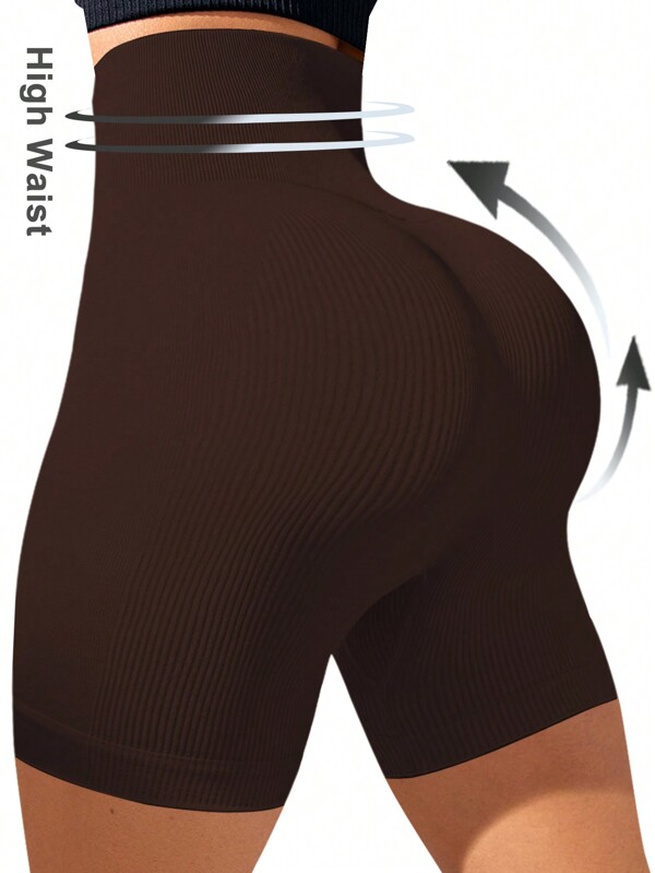 Women's solid color high waist daily fitness sports shorts women's sports shorts, fitness shorts, cycling shorts