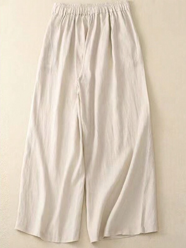 Women's solid color wide-leg pants, casual everyday spring style