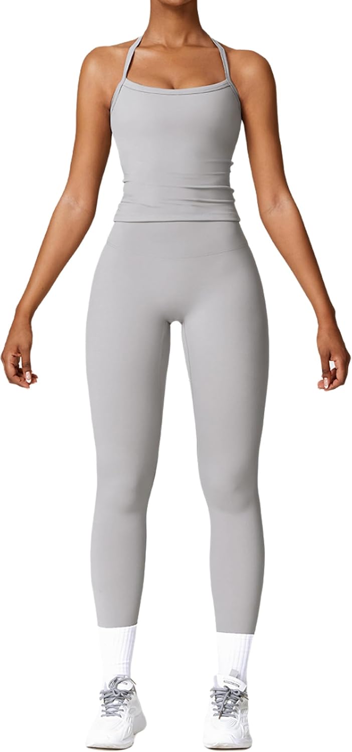 Workout Sets for Women Cross Back Tank and High Waist Leggings Workout Sets for Women Cross Back Tank and High Waist Leggings