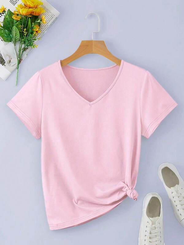 Plain V-neck T-shirt Plain V-neck T-shirt