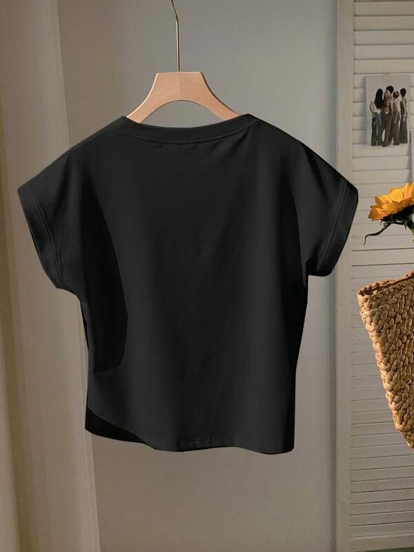 Casual and versatile solid color round neck short-sleeved T-shirt