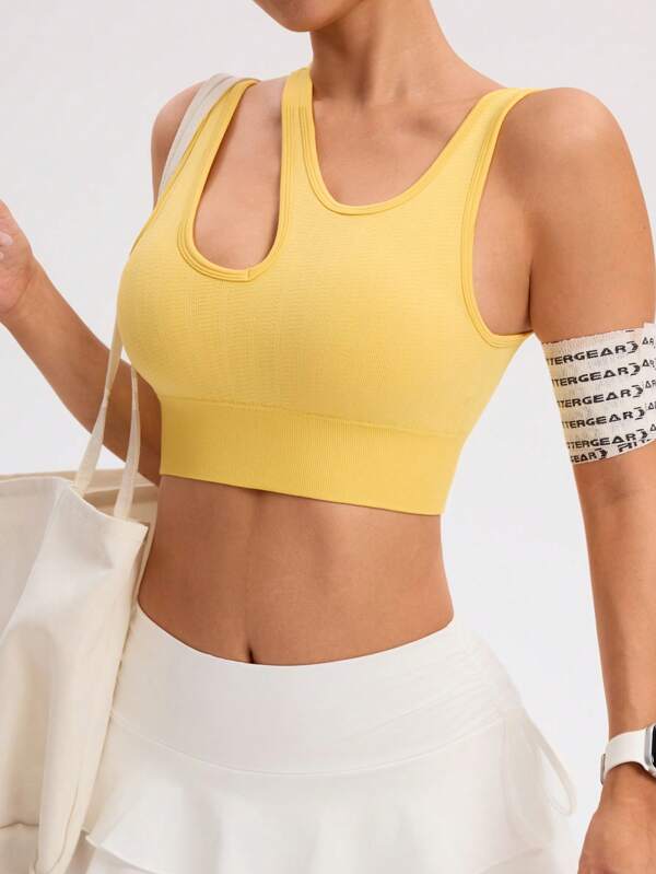Women's Solid Color Hollow Design Daily Sports Bra