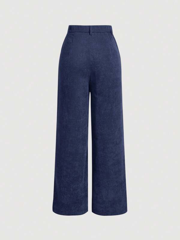 Solid color straight blue patch pocket pants Solid color straight blue patch pocket pants