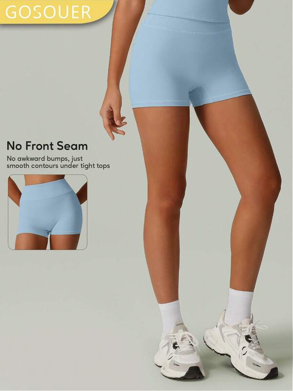 Women's stretch solid color high waist yoga sports running and cycling shorts Women's stretch solid color high waist yoga sports running and cycling shorts
