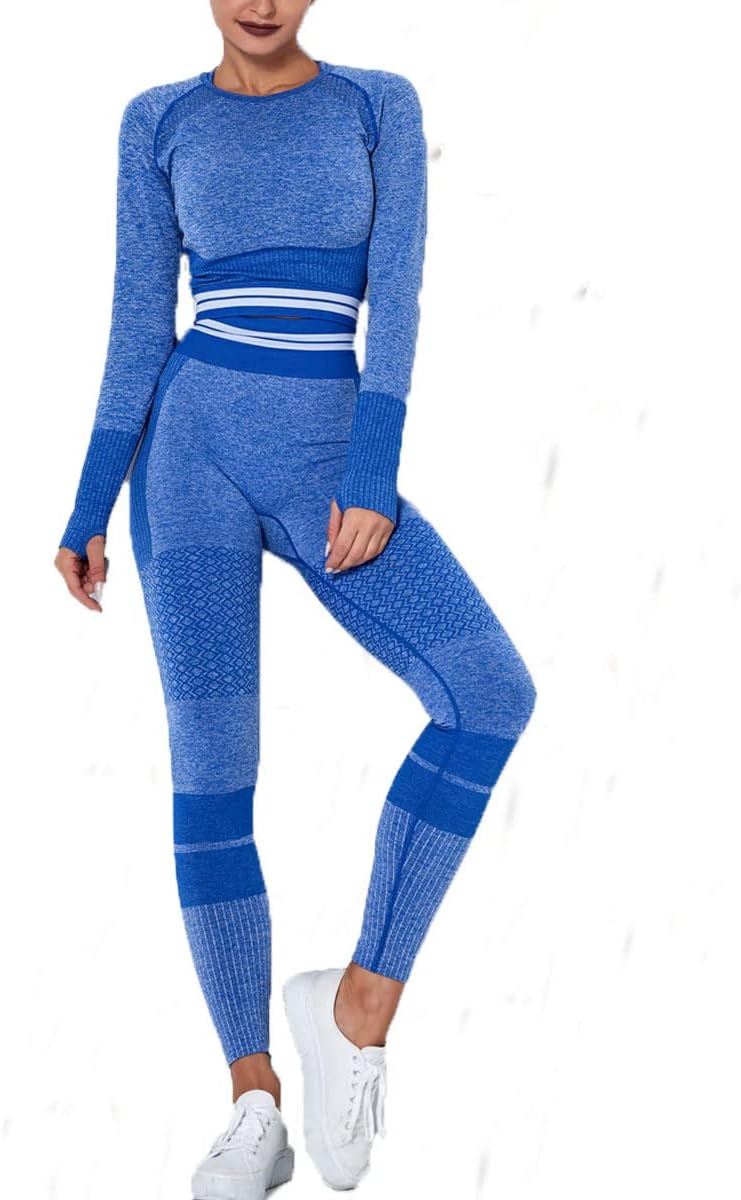 Workout Yoga Sets for Women with Knitted Stripes and Butt Lifting Leggings Workout Yoga Sets for Women with Knitted Stripes and Butt Lifting Leggings