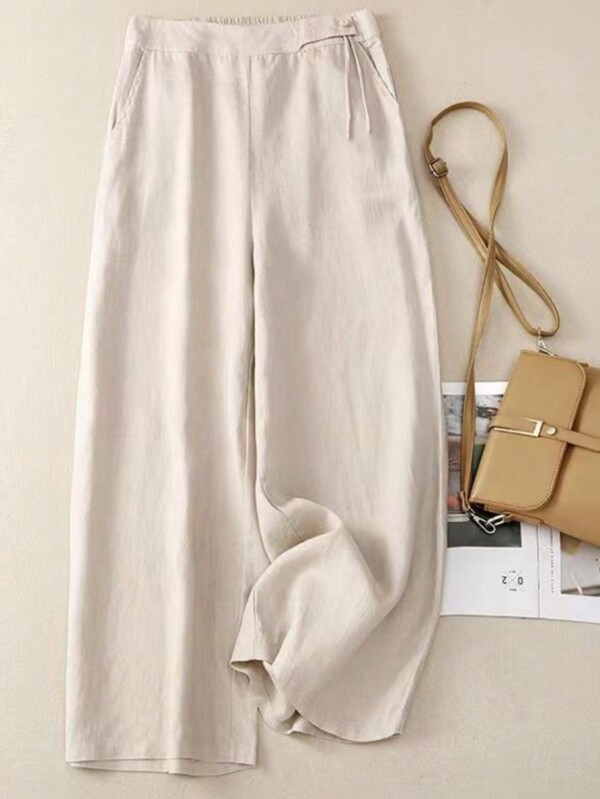 Women's solid color wide-leg pants, casual everyday spring style Women's solid color wide-leg pants, casual everyday spring style