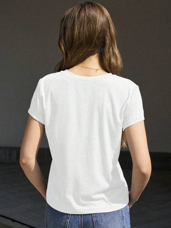 Women's Casual Star Print V-Neck Short Sleeve T-Shirt for Summer Women's Casual Star Print V-Neck Short Sleeve T-Shirt for Summer