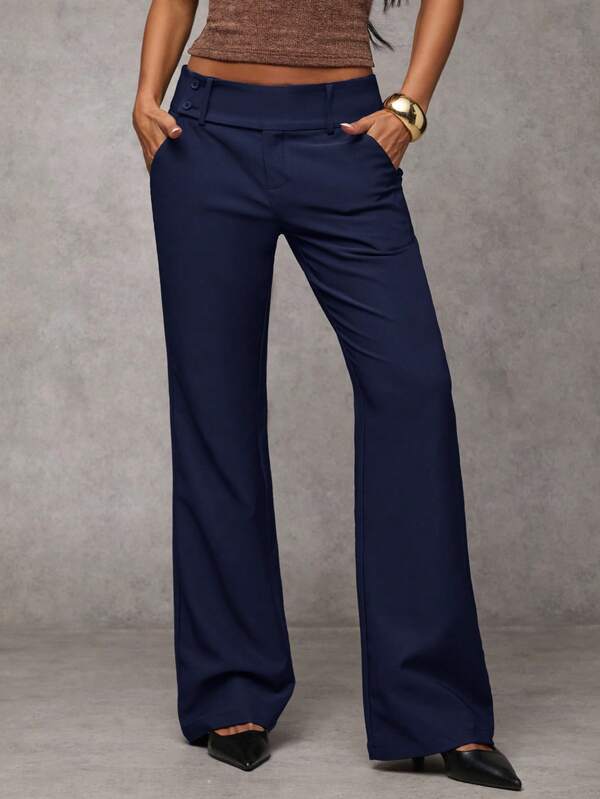 Women's Solid Color Pocket Casual Versatile Pants Women's Solid Color Pocket Casual Versatile Pants