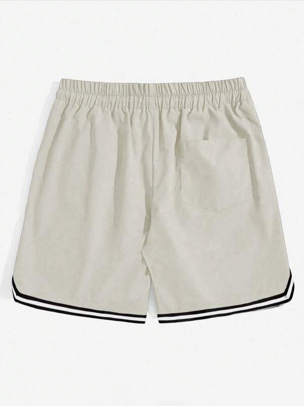Men's letter print striped hem tunic shorts Men's letter print striped hem tunic shorts