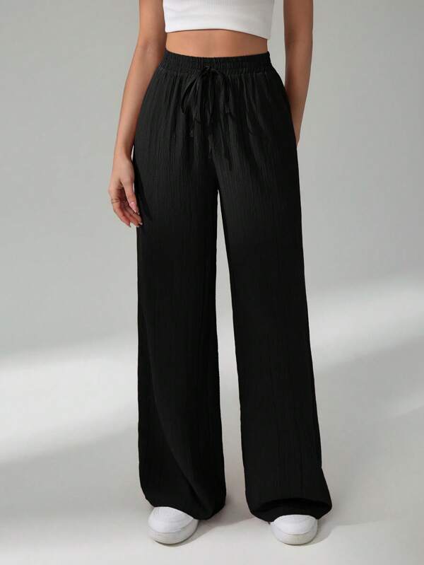 Women's Solid Color Strappy Wide Leg Loose Casual Pants