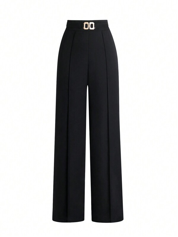 Size Tips: Slightly larger) Women's spring and summer straight pants, high-waisted design, suitable for work, business, leisure, vacation and other occasions, slim and versatile (it is recommended to choose a smaller waist size) Black