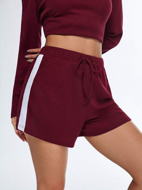 Women's Contrast Side Seam Drawstring Waist Loose Casual Shorts