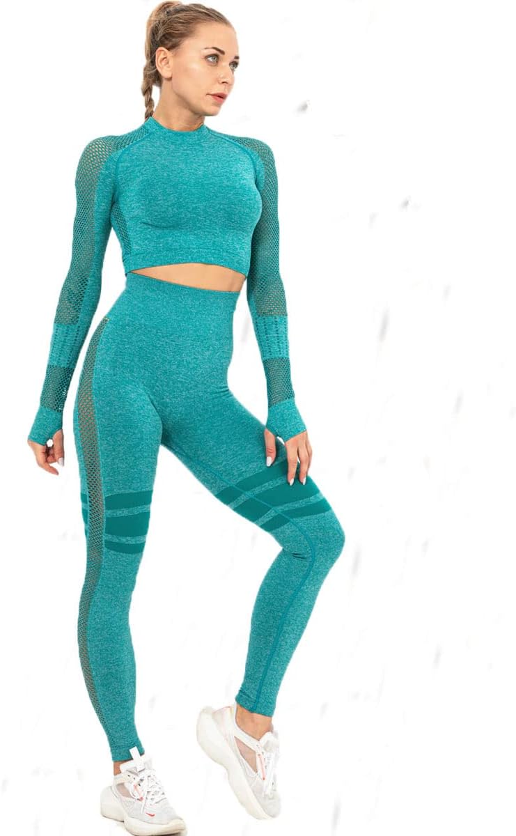 Workout Yoga Sets for Women with Long Sleeve Top and Butt Lifting Leggings Workout Yoga Sets for Women with Long Sleeve Top and Butt Lifting Leggings