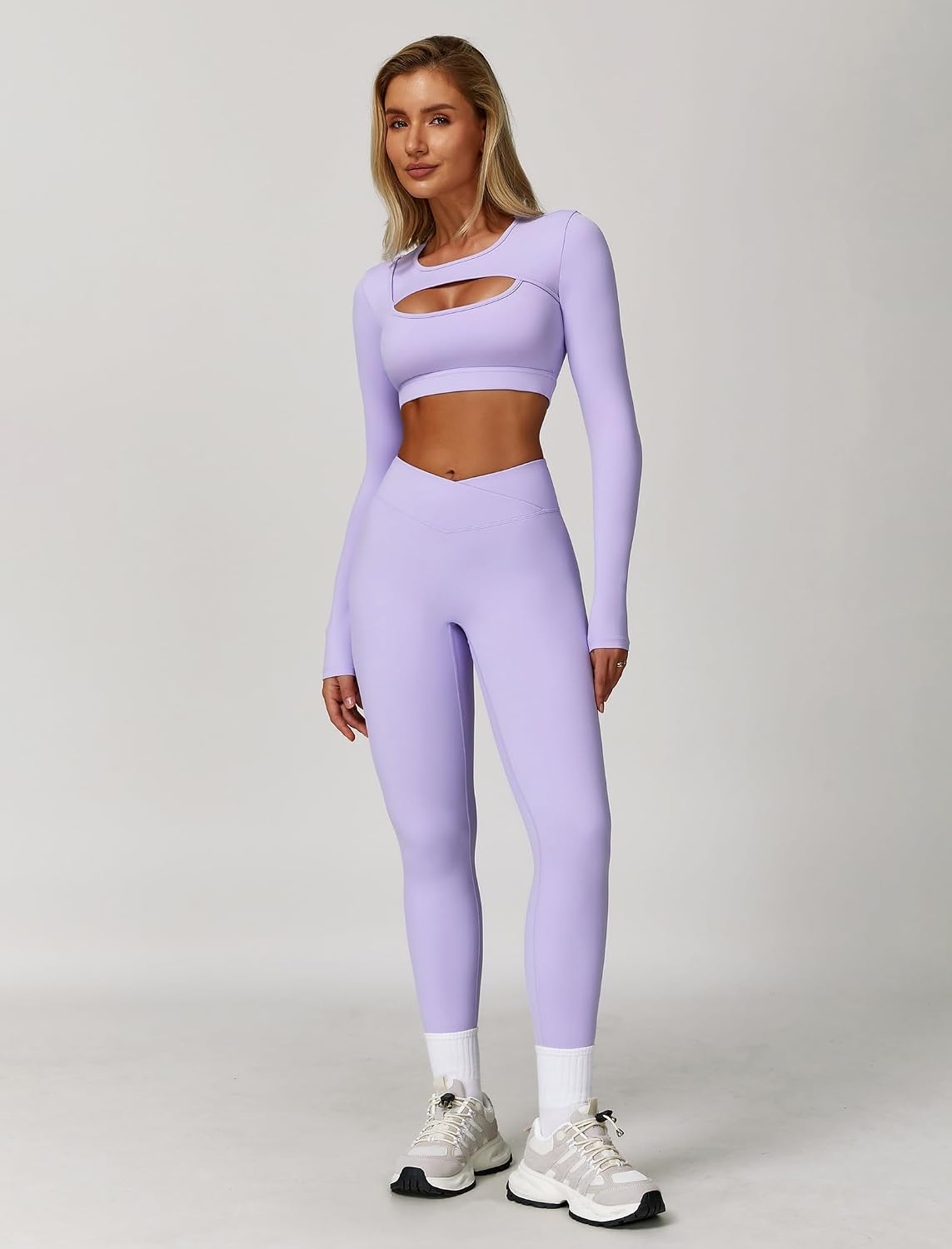 Workout Sets for Women Long Sleeve Crop Top and High Waist Leggings Workout Sets for Women Long Sleeve Crop Top and High Waist Leggings