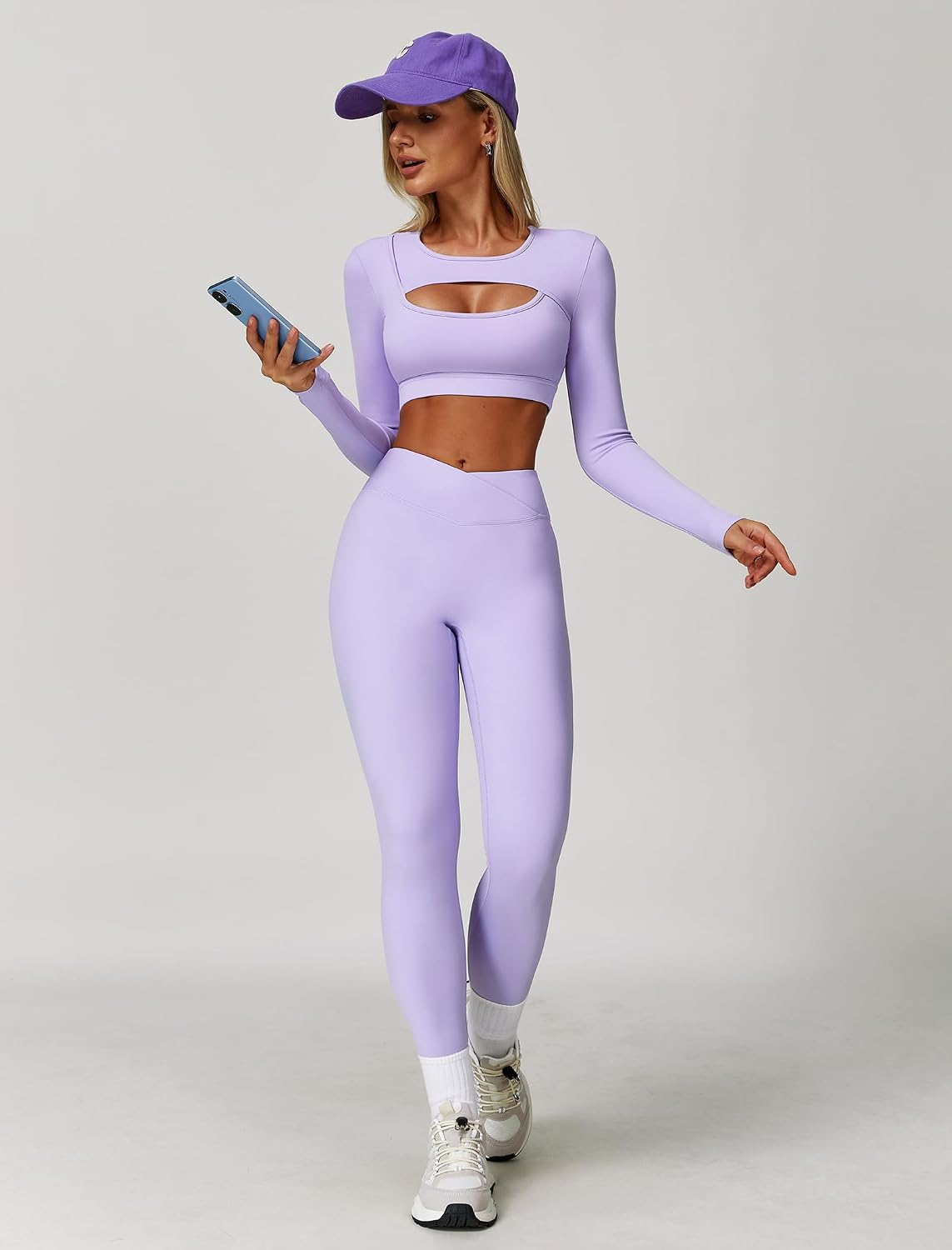 Workout Sets for Women Long Sleeve Crop Top and High Waist Leggings Workout Sets for Women Long Sleeve Crop Top and High Waist Leggings