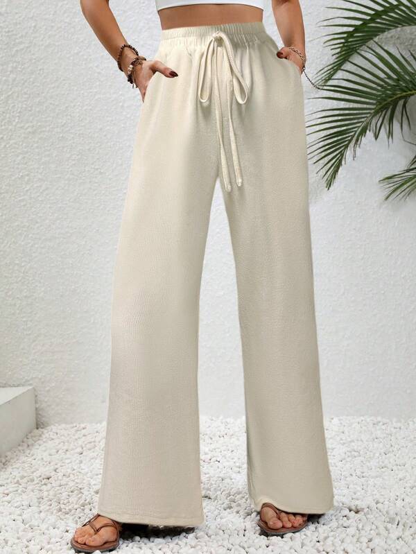 Women's Solid Color Knotted Pocket Casual Pants Women's Solid Color Knotted Pocket Casual Pants