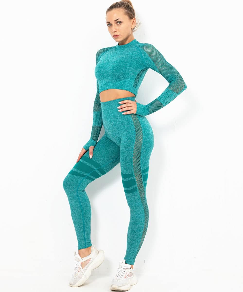 Workout Yoga Sets for Women with Long Sleeve Top and Butt Lifting Leggings Workout Yoga Sets for Women with Long Sleeve Top and Butt Lifting Leggings