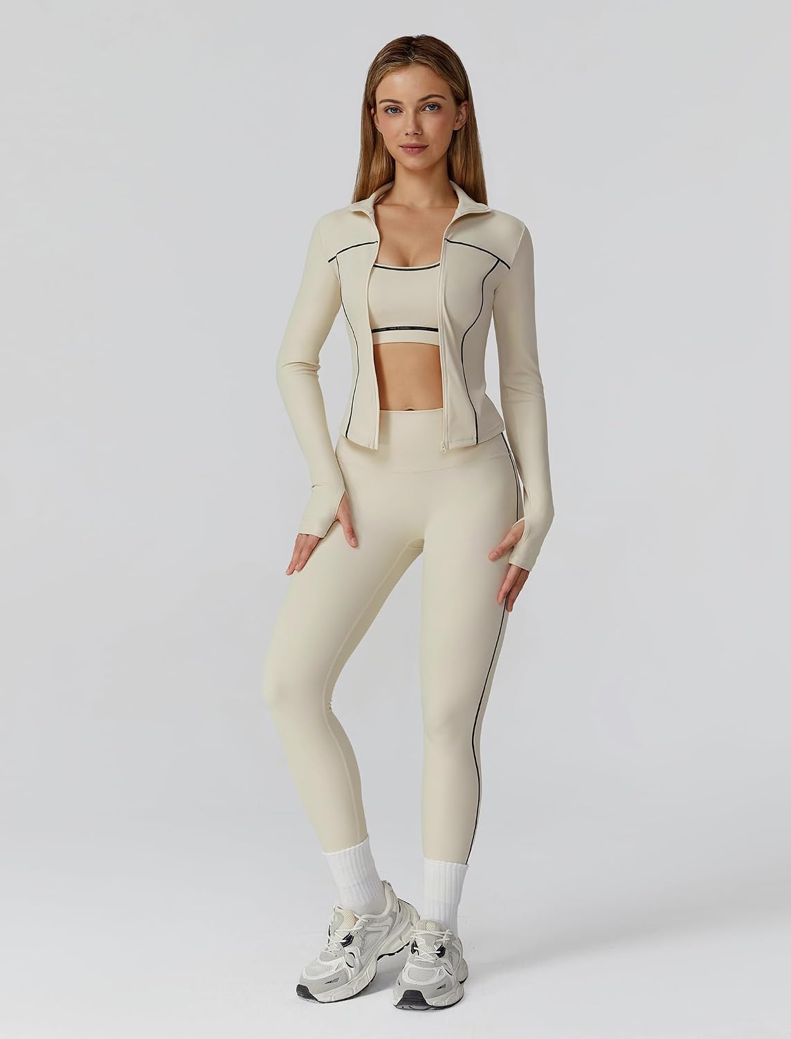 3 Piece Workout Sets for Women with Sports Bra Zip Jacket and Leggings 3 Piece Workout Sets for Women with Sports Bra Zip Jacket and Leggings