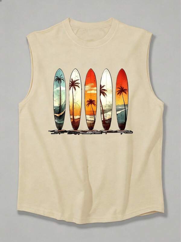 Men's summer printed crew neck casual vest Men's summer printed crew neck casual vest