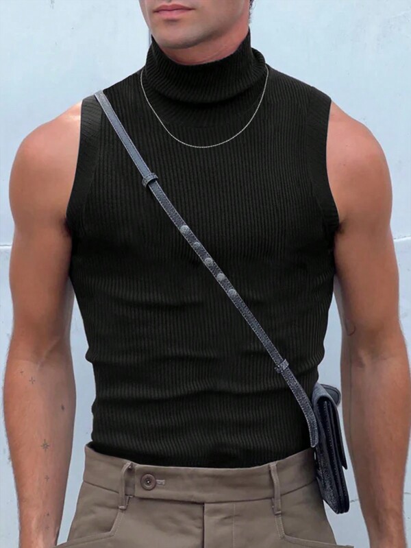 Men's summer slim solid color stand collar vest, suitable for autumn Men's summer slim solid color stand collar vest, suitable for autumn