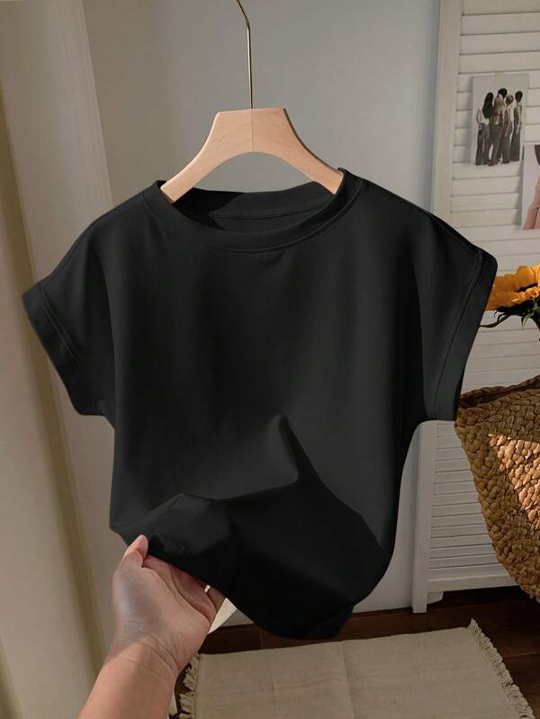 Casual and versatile solid color round neck short-sleeved T-shirt Casual and versatile solid color round neck short-sleeved T-shirt
