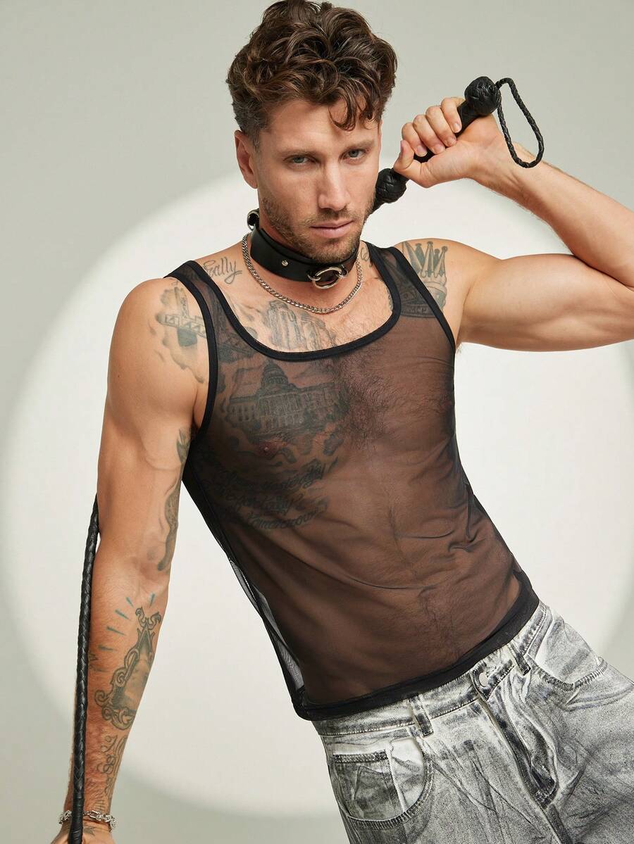 Sexy Transparent Party Club Wear Tank Top for Men Sexy Transparent Party Club Wear Tank Top for Men