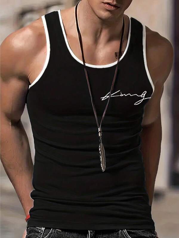 Men's monogrammed vest with color blocking and trim details Men's monogrammed vest with color blocking and trim details