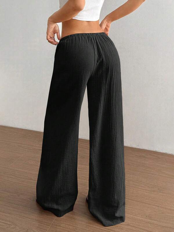 Women's super low-rise casual straight-leg cotton trousers Women's super low-rise casual straight-leg cotton trousers