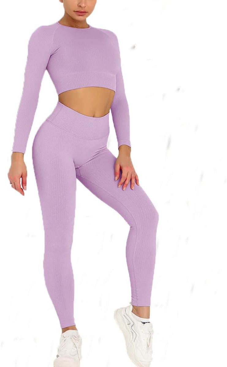 Workout Yoga Sets for Women with Sleek Slim Fit Leggings and Long Sleeve Top Workout Yoga Sets for Women with Sleek Slim Fit Leggings and Long Sleeve Top