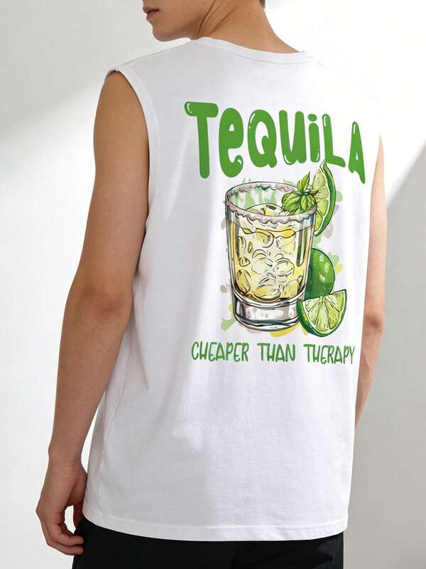 Men's casual sleeveless vest, lightweight summer sportswear, creative agave print, round neck stretch bottoming shirt, breathable and moisture-absorbent, fitness training outerwear/underwear, Men's casual sleeveless vest, lightweight summer sportswear, creative agave print, round neck stretch bottoming shirt, breathable and moisture-absorbent, fitness training outerwear/underwear,