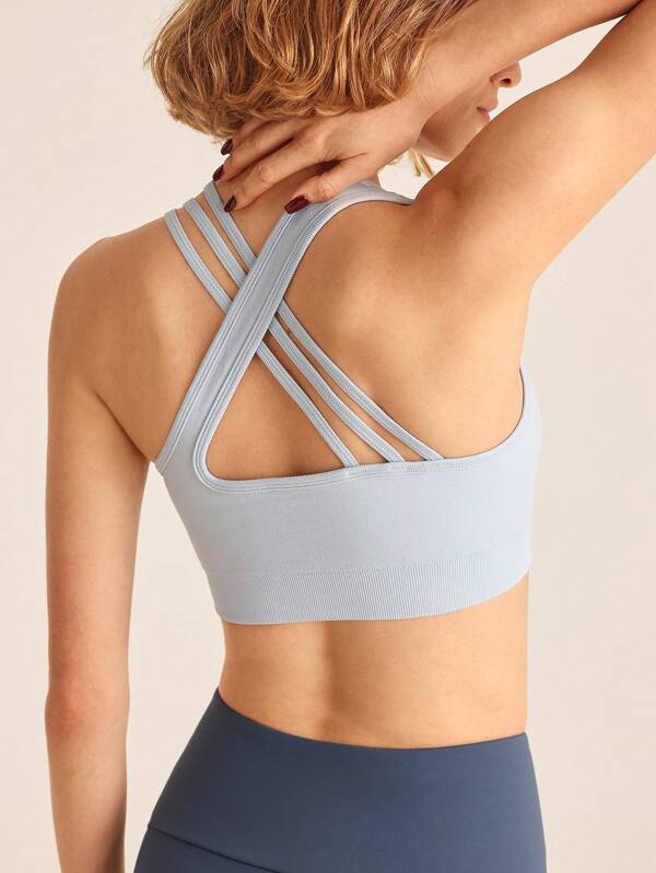 Women's solid color crossover simple sports bra, casual and fashionable, suitable for daily wear Women's solid color crossover simple sports bra, casual and fashionable, suitable for daily wear